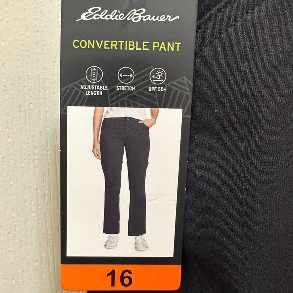 Eddie Bauer Women's Convertible Pant Size 16 Black Adjustable Length UPF 50+ NEW - Picture 13 of 15